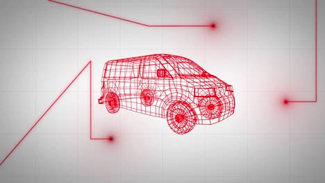 Animation-of-3d-red-car-drawing-with-red-lines-processing