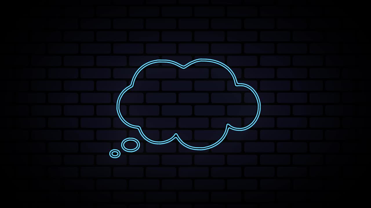 Animated comic speech bubble neon element effects, Light neon on black background. 4k