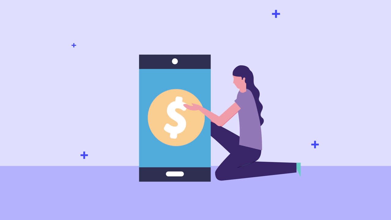 스마트폰과 동전을 가진 젊은 사업가