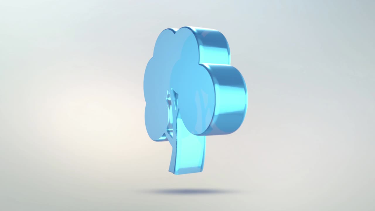 나무 아이콘은 유리로 만들어졌습니다.알파 채널 파란색 녹색으로 투명하게 회전하는 나무 아이콘.