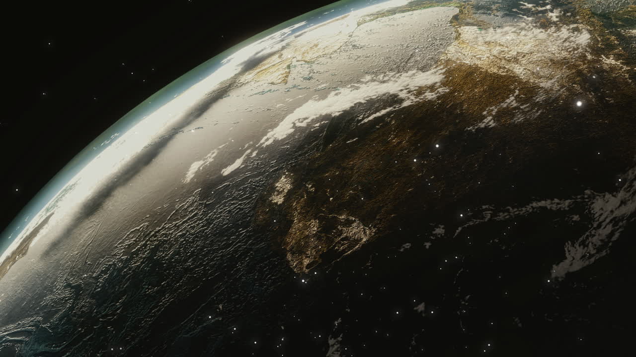 видео пролета планеты или космического корабля