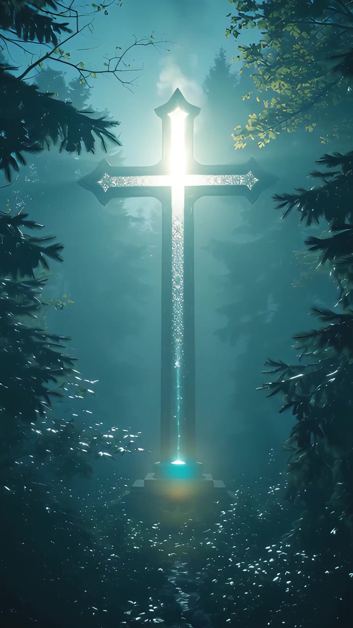 Christian Cross Heavenly Light Worship Background 4K