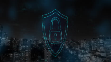 icono de candado de seguridad contra el paisaje urbano