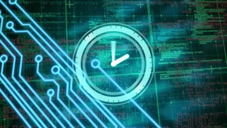 animation of clock ticking over data processing