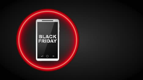 etiqueta de ofertas de viernes negro con teléfono inteligente