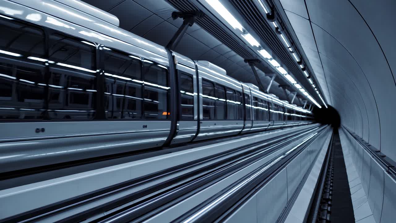 Modern Light Rail Train in a Tunnel