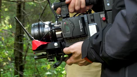 professional camera in a forest setting