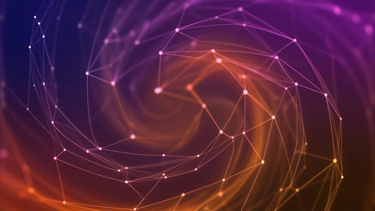Abstract Digital Network Connection with Rotating Glowing Particles