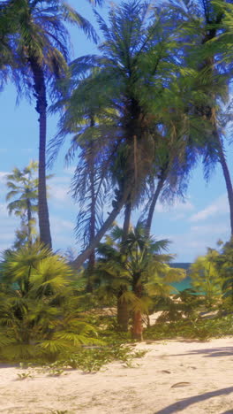 tropical beach with palm trees and blue sky