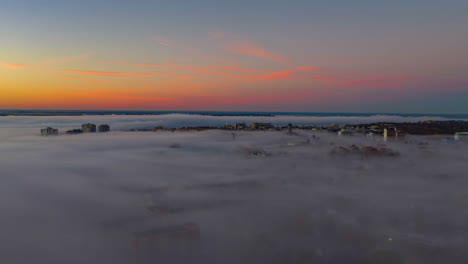 fog timelapse in an early morning over a city