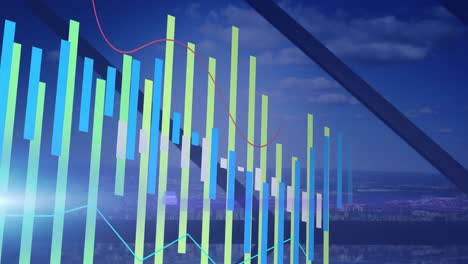 animation of data processing over cityscape