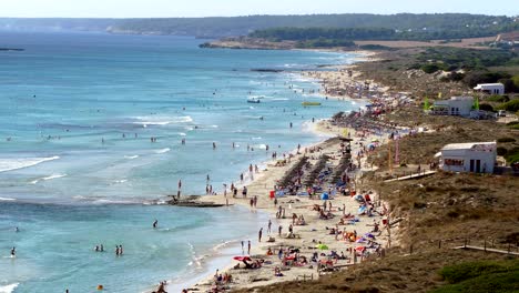 aerial view of the "son bou" beach, balearic islands.