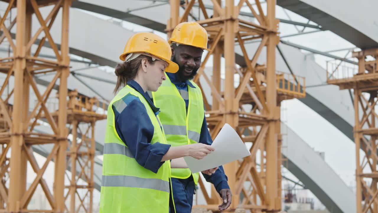 Construction Workers Walking Outside