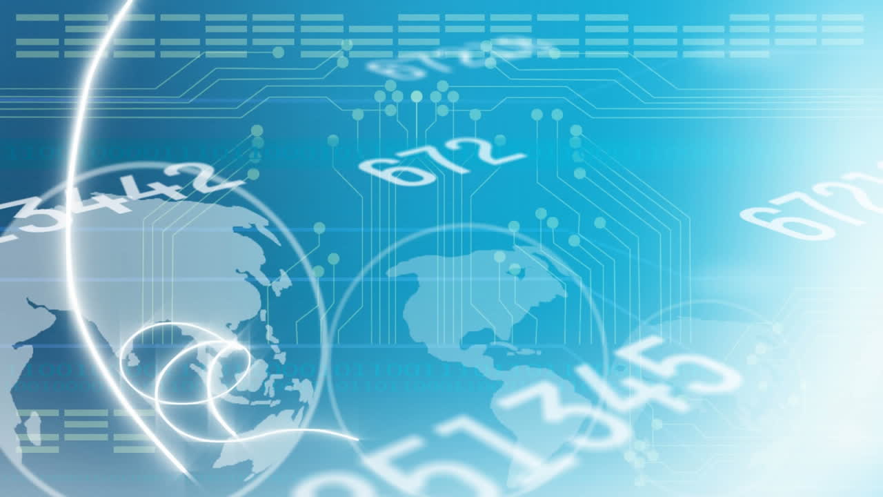 회전하는 지구상에서 과학적 데이터 처리의 애니메이션