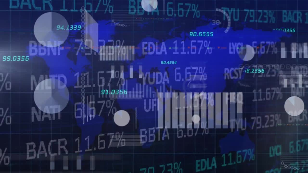 Animation of statistics and data processing over world map