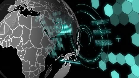 Animation-of-data-processing-and-globe-over-scopes-scanning