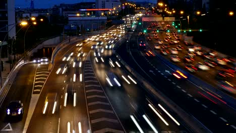 cinemagraph of traffic scene  at night. long exposure.