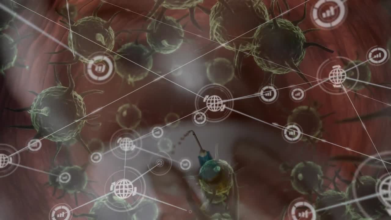 animación de la red de conexiones con células covid 19