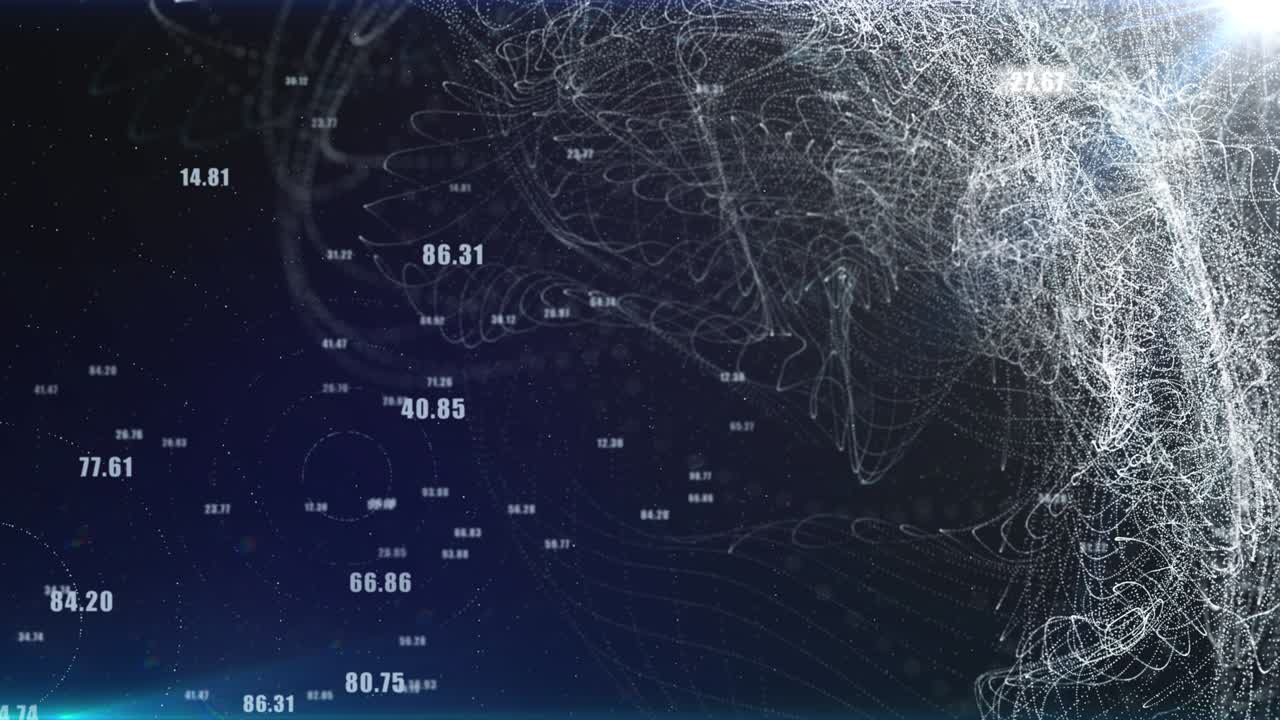 Digital Wireframe Slow Moving with Digital Data Number Random 4K Animation
