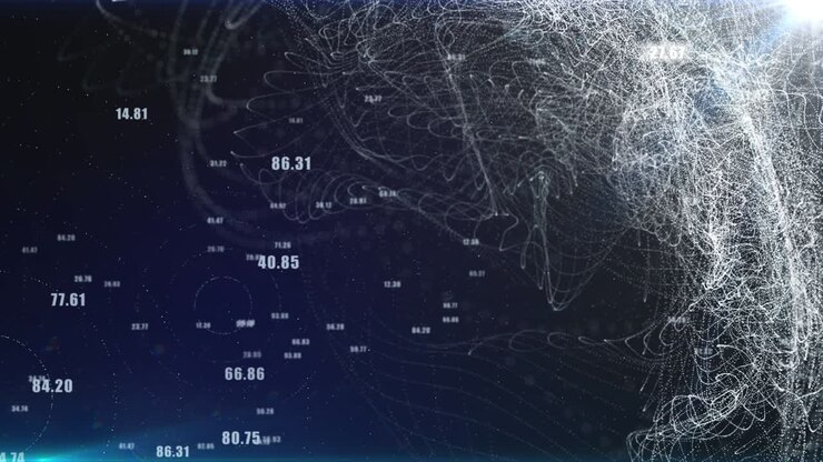 Digital Wireframe Slow Moving with Digital Data Number Random 4K Animation