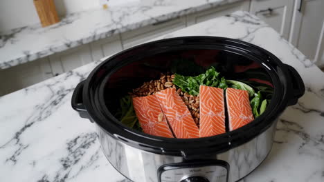 healthy salmon dinner in a slow cooker