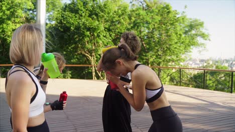 friends celebrating a workout