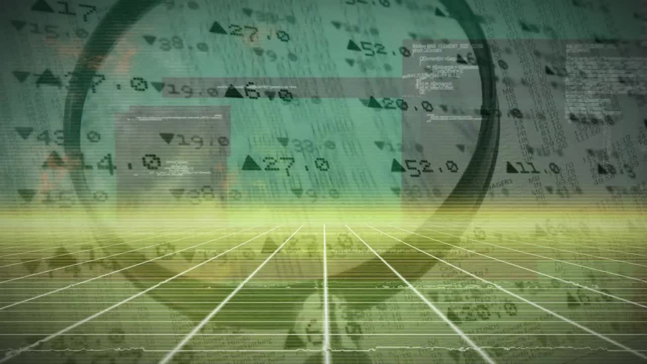 금융 및 디지털 데이터에 대한 확대기의 애니메이션