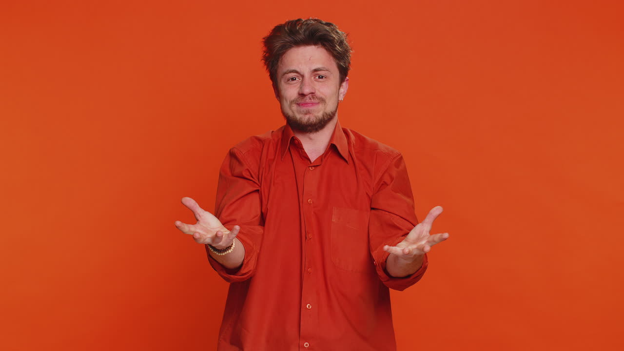 Sad caucasian man loses becoming surprised by lottery results bad fortune loss unlucky fortune news