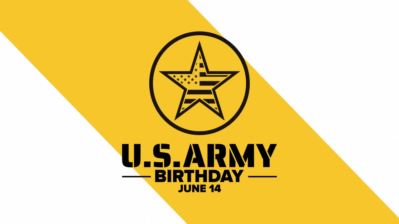 cumpleaños del ejército estadounidense. junio 14. animación de vacaciones planas. diseño gráfico de movimiento. 4k, hd loop footage.