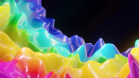patrón ondulado abstracto en una superficie brillante y brillante, color arco iris de gradiente líquido, ondas en el fluido de pintura en animación suave. brillo en líquido viscoso 3d. retroceso creativo