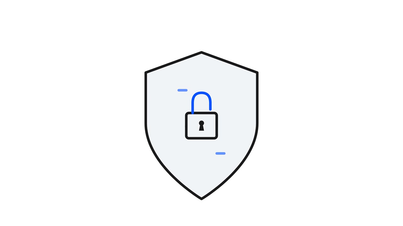 Animated Shield Icon Locking to Represent Digital Security