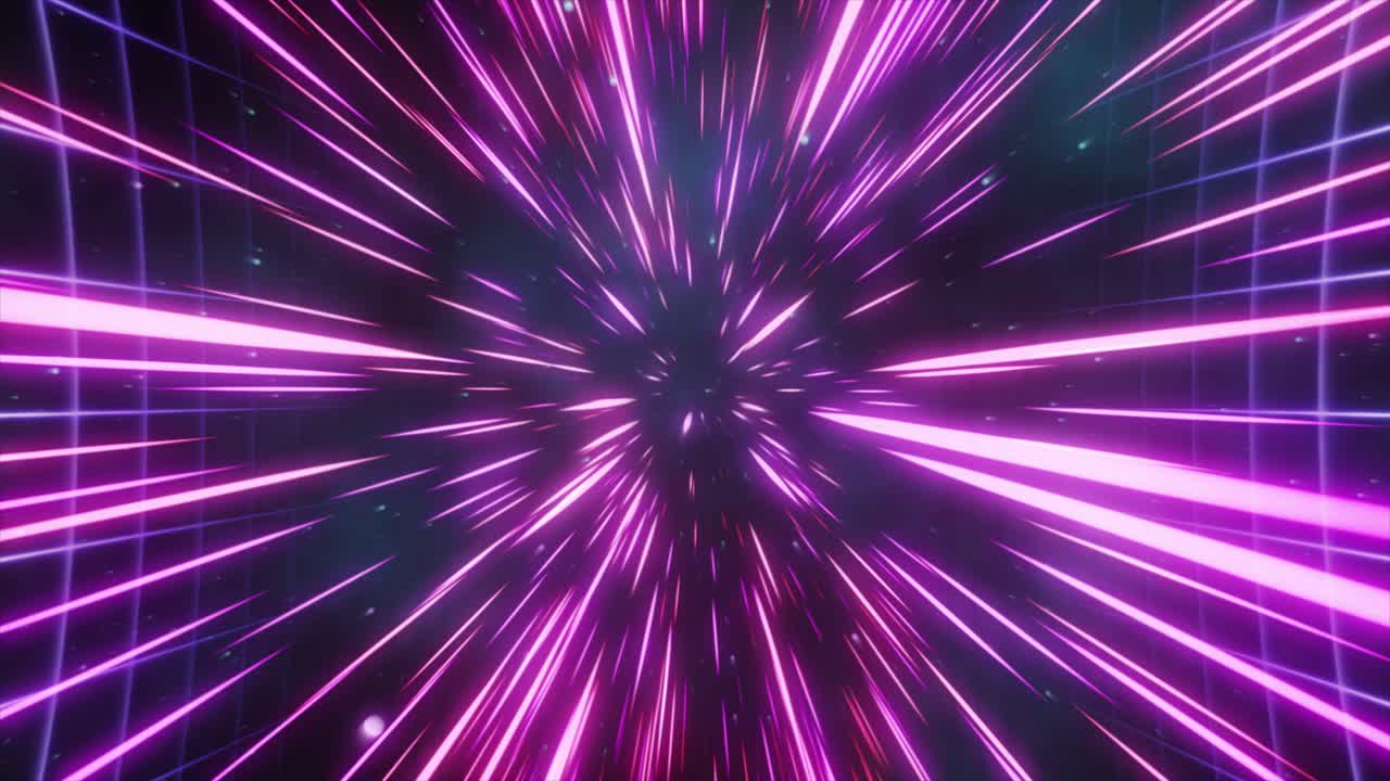 Hyperspace Tunnel with Neon Light Streaks