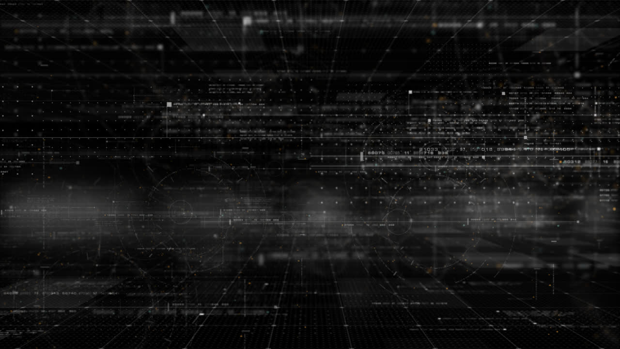 미래형 디지털 생성 동작 추상 매트릭스 사이버 환경 빅 데이터 분석 인공 지능 시뮬레이션, 디지털 배경용 알파 채널이 있는 루프 비디오