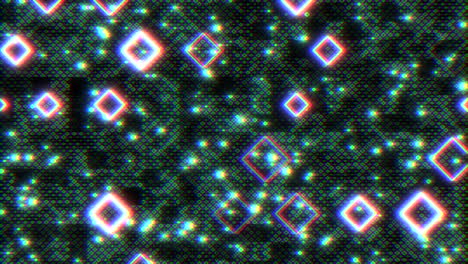 glowing blue diamond pattern shines in grid formation