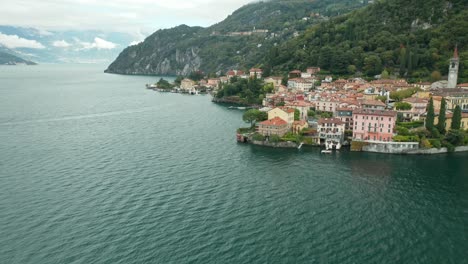 aerial: varenna village near lake como