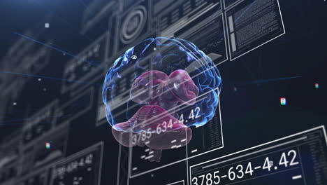 animación del cerebro humano y procesamiento de datos