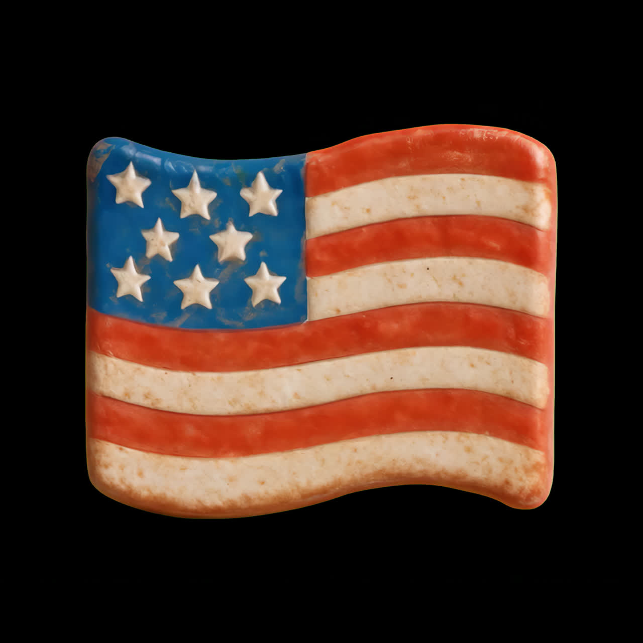 Patriotisk cookie med animation af det amerikanske flag, isoleret aktiv, transparent 4K-video, alfakanal