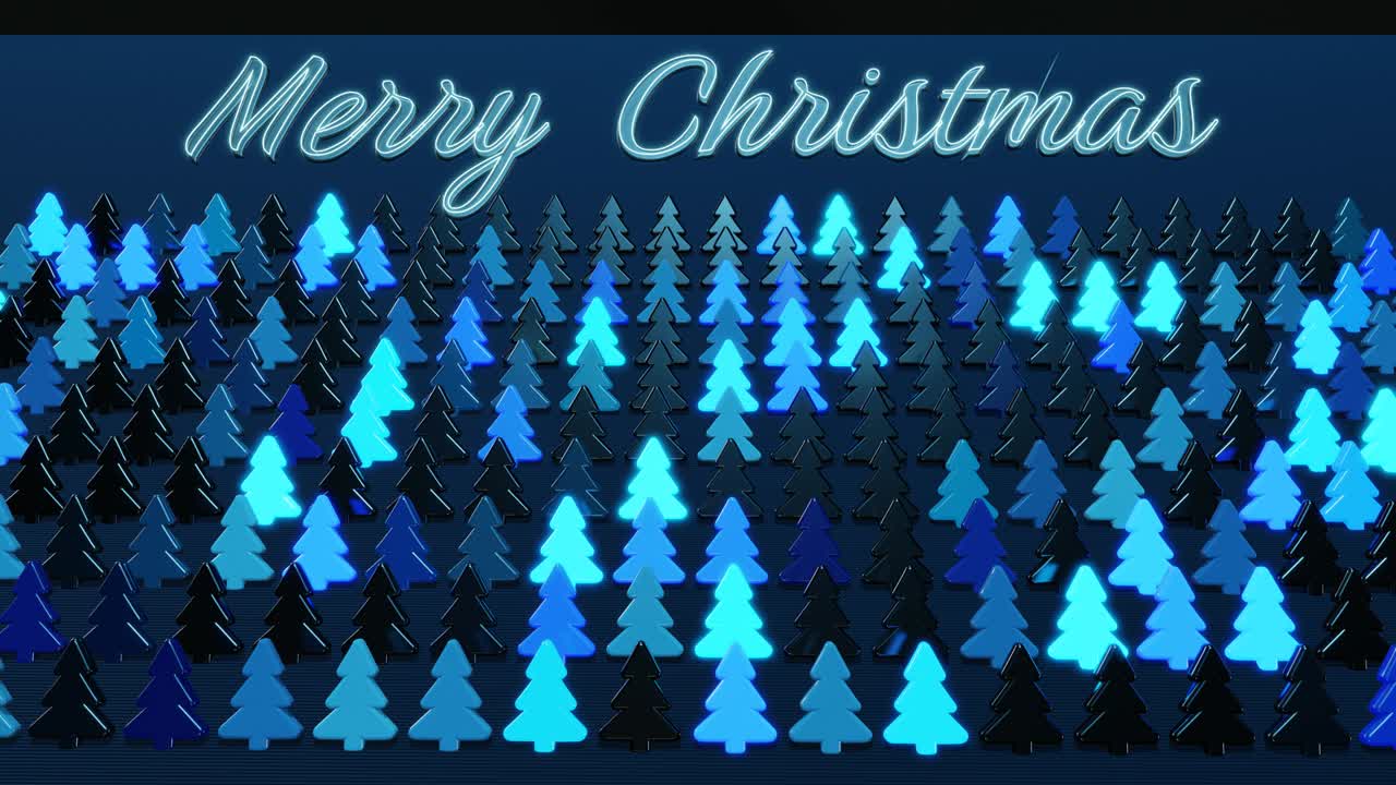 크리스마스 카드와 파란 꽃줄기, 비행기에서 크리스마스 트리 모양의 전구, 아름다운 루핑 새해 구성, 새해 배너, 네온 꽃줄이 또는 크리스마스 나무 모양의 크리스마스 장난감