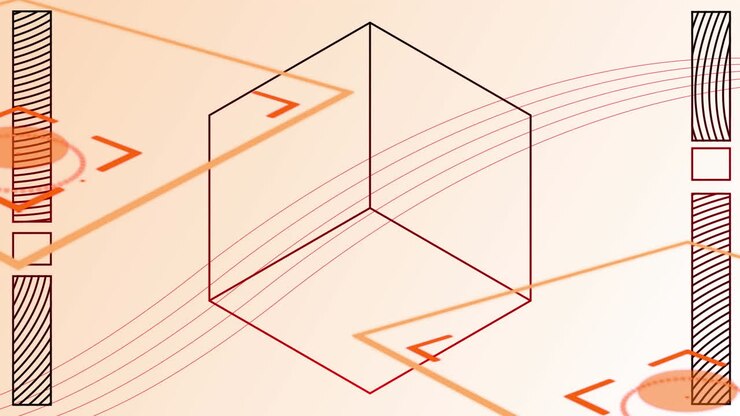 Animation of geometrical shapes on geometrical background