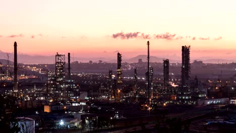 timelapse manufacturing oil refinery terminal is industrial facility for storage of oil and petrochemical.