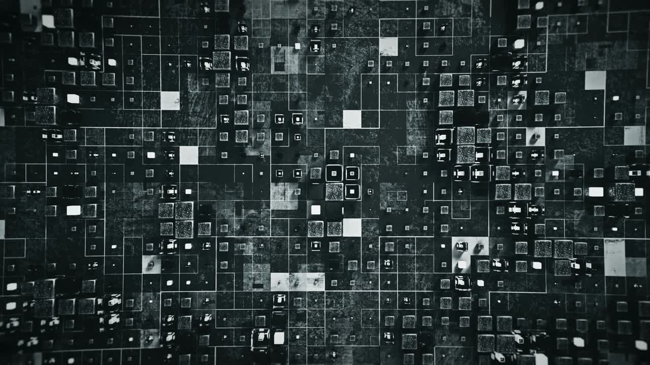 superficie oscura con cubos en bucle animación de renderizado 3d