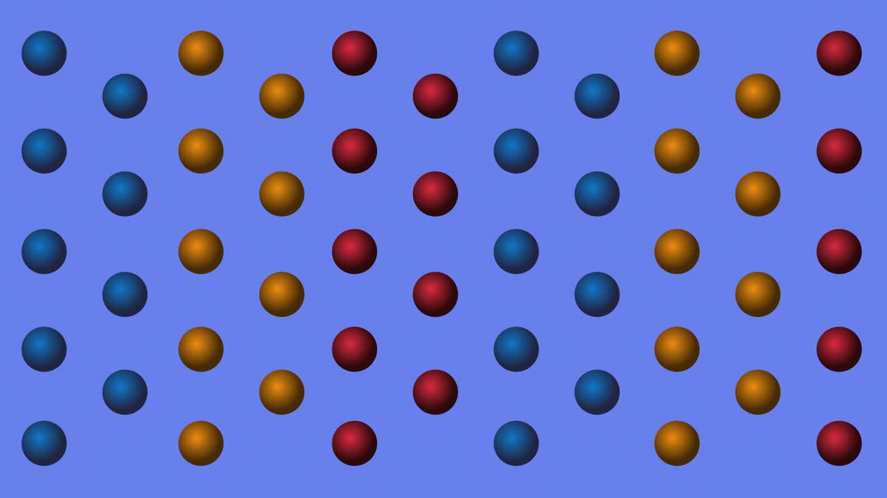Set of colorful balls on light blue background in 4k video.