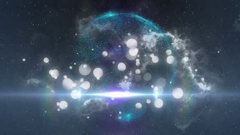 composition of white spots of light over glowing globe