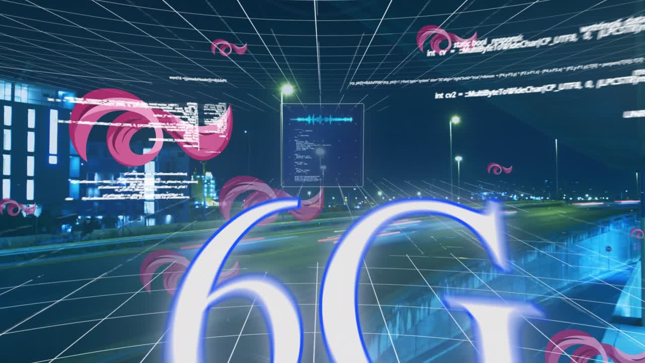 Animation of data processing with shapes over cars on street