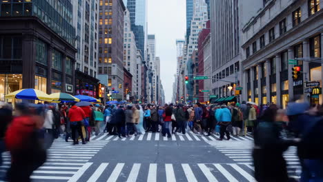 busy rainy day on a new york city street