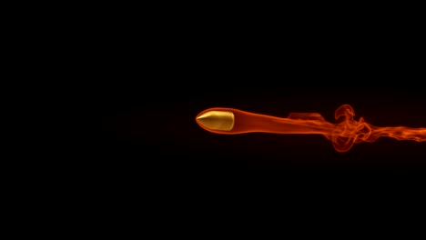 animation of a flying bullet with fire trail on black background