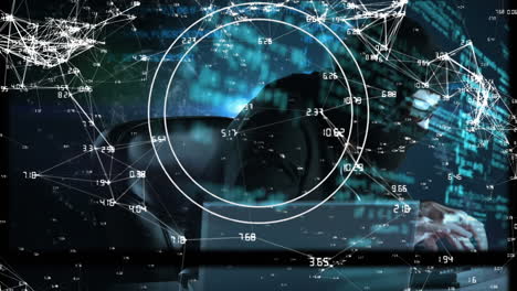 animación de escaneo de alcance y procesamiento de datos sobre hacker