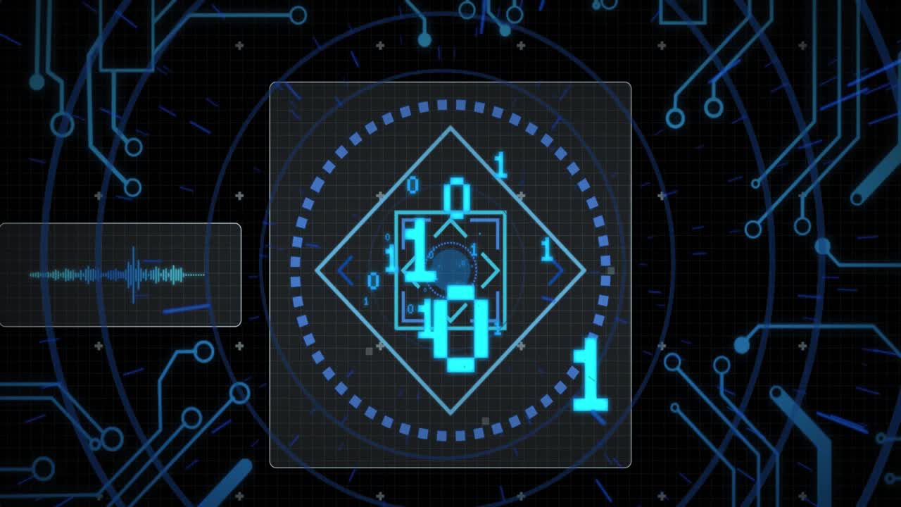 검은 바탕에 스 ⁇  스캐닝과 함께 데이터 처리의 애니메이션