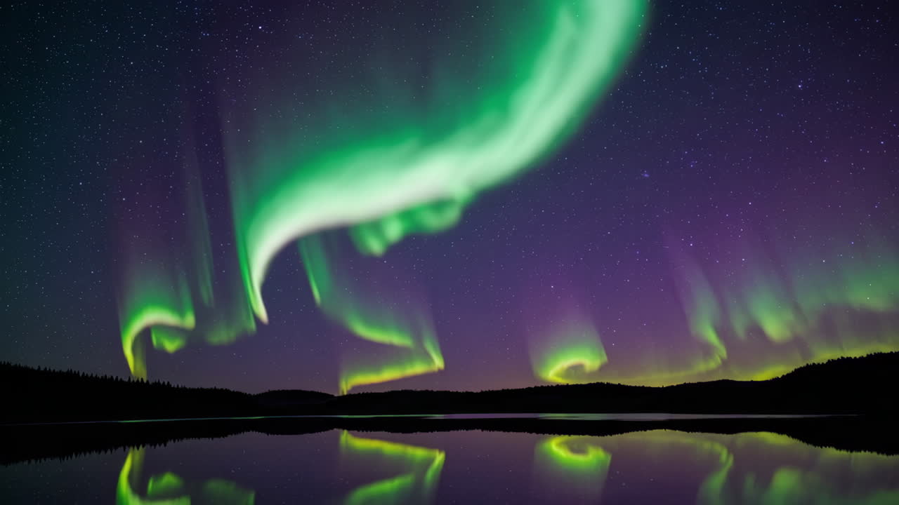 Aurora Borealis Over a Calm Lake