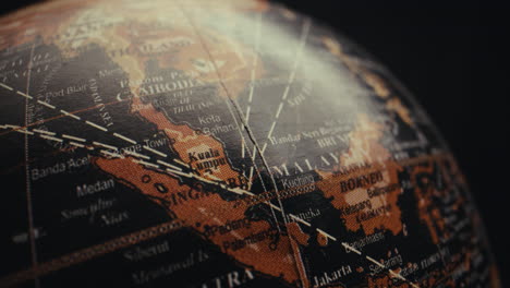 close-up of a vintage world globe